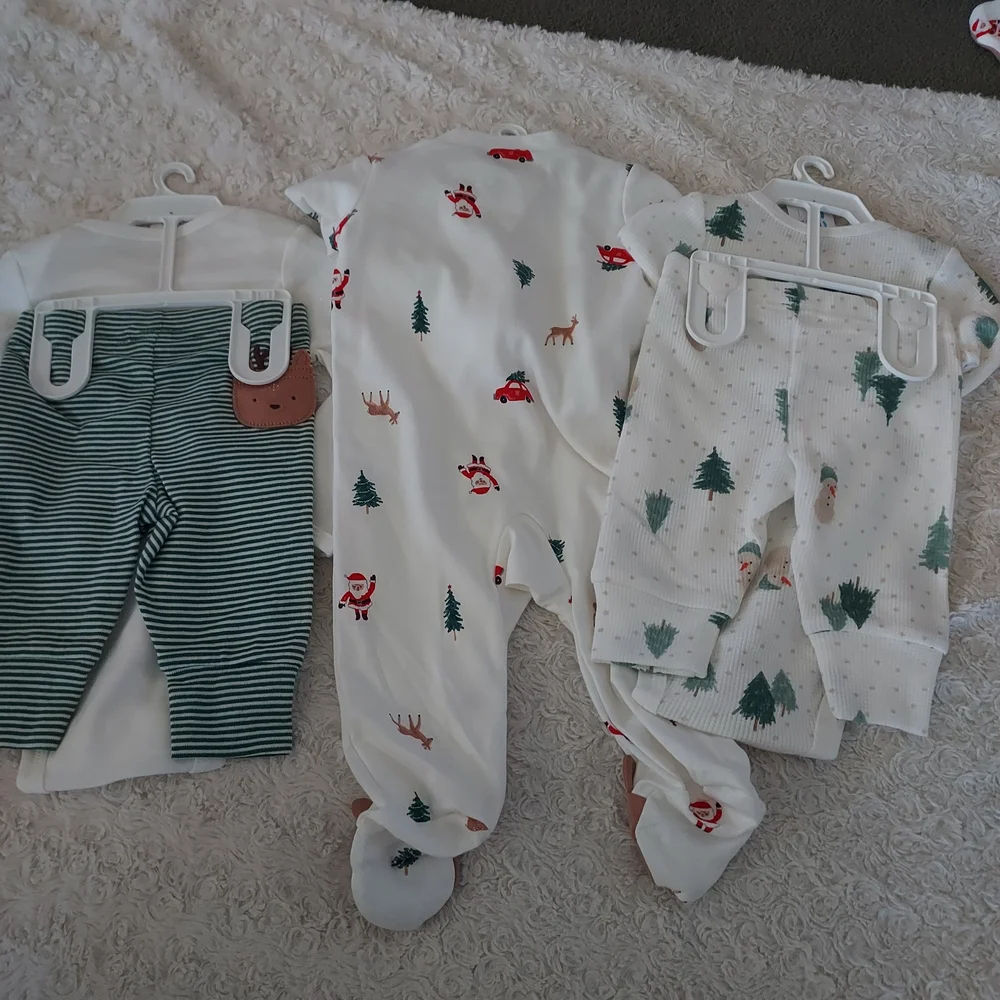 Bundle (6 pieces) 3 Carter's Festive Sets 3mo Winter Cool Weather Christmas